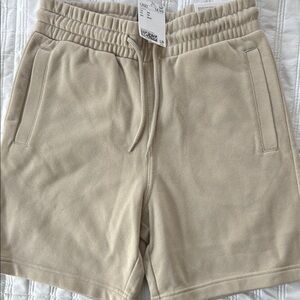 Beige Casual Drawstring Shorts